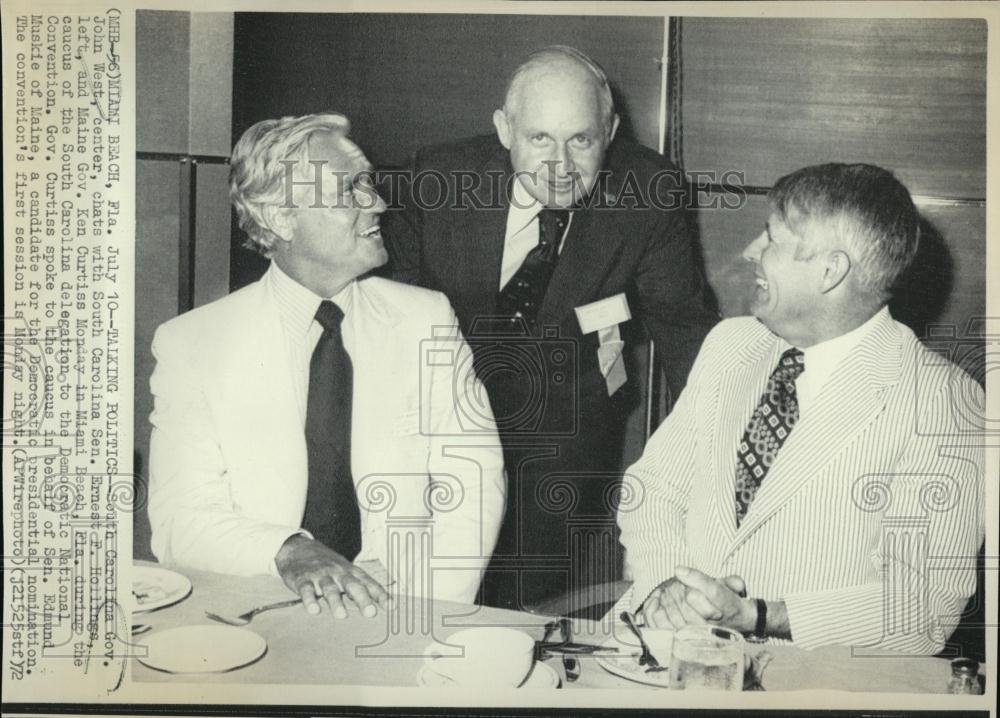 1972 Press Photo SC Gov John West,Sen EF Hollings &amp; Maine Gov Ken Curtiss - Historic Images