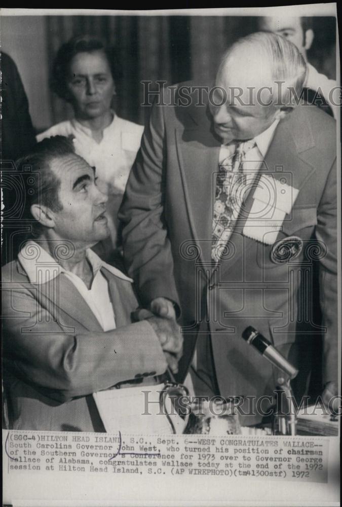 1972 Press Photo South Carolina Governor John West Alabama Governor Wallace - Historic Images