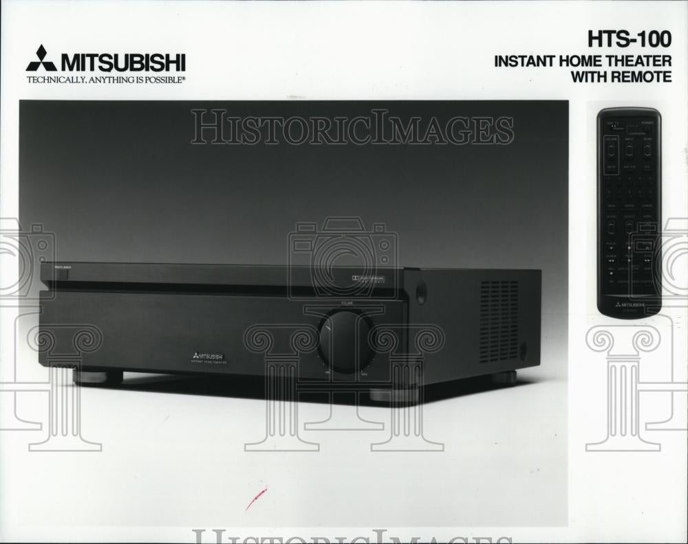 1992 Press Photo Mitsubishi HTS-100 Instant Home Theater with remote - Historic Images