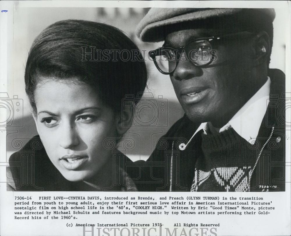 1975 Press Photo Actress Cynthia Davis & Glynn Turman in "Cooley High" - Historic Images