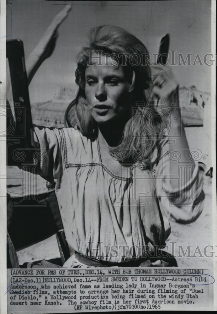 1965 Press Photo Actress Bibi Andersson Duel of Diablo - RSL47565 - Historic Images