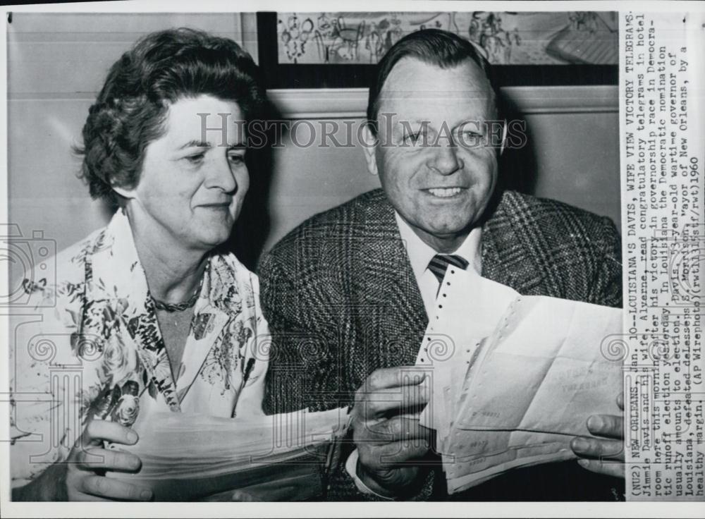 1960 Press Photo New La governor Jimmie Davis &amp; wife Alverne - RSL04539 - Historic Images