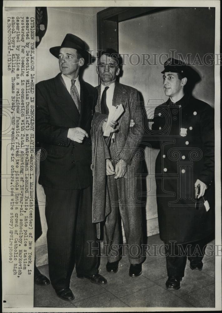 1948 Press Photo Marko L Markovich Detective Wiliam Dunn, Leonard Fazio - Historic Images