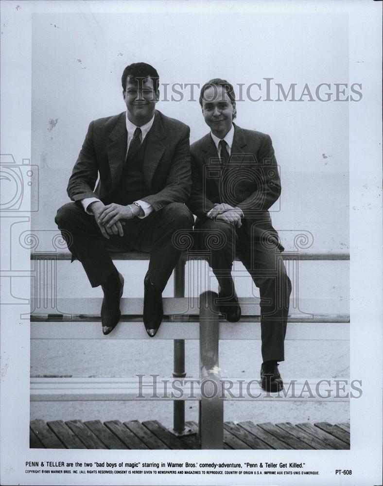 1989 Press Photo Popular Entertainers Penn &amp; Teller In &quot;Pen &amp; Teller Get Killed&quot; - Historic Images