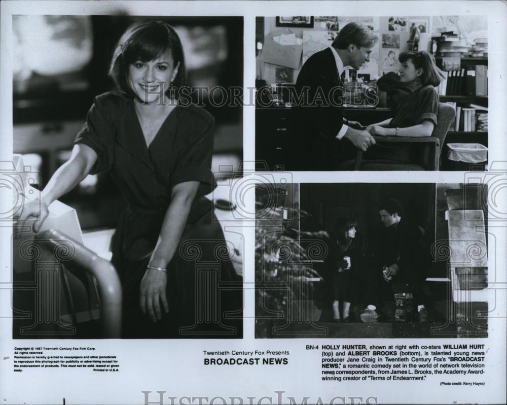 1999 Press Photo Holly Hunter, William Hurt , Albert Brooks "Broadcast News" - Historic Images