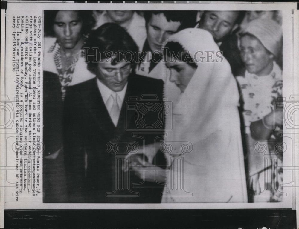 1970 Press Photo Popular Singer Al Bono &amp; Romina Power During Wedding - Historic Images