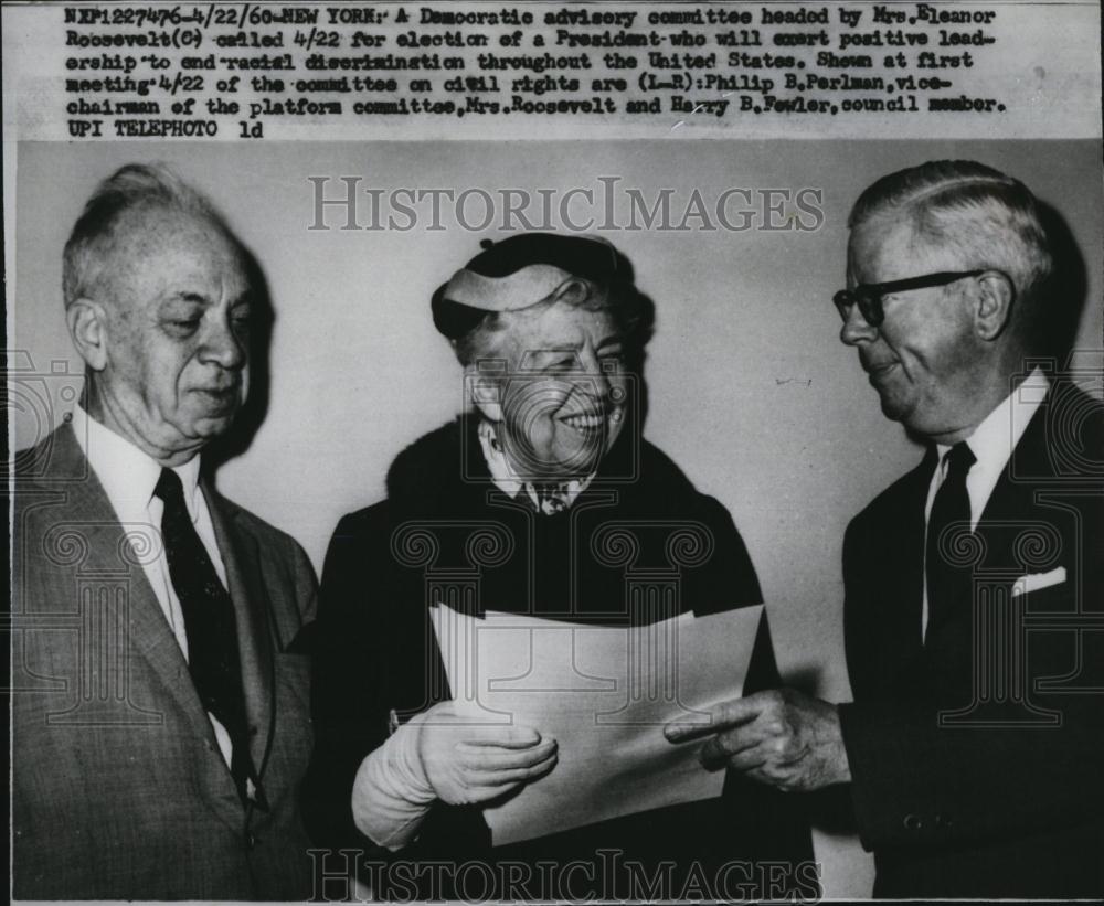 1960 Press Photo Democratic Mrs Eleanor Roosevelt Election President - Historic Images