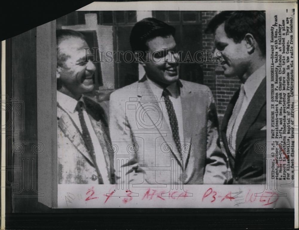 1960 Press Photo Edward Kennedy President Elect John F Kennedy Sen Frank Moss - Historic Images