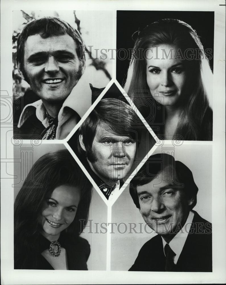 1972 Press Photo Musicians Jerry Reed,Lynn Anderson,Ray Price & Jeannie Riley - Historic Images