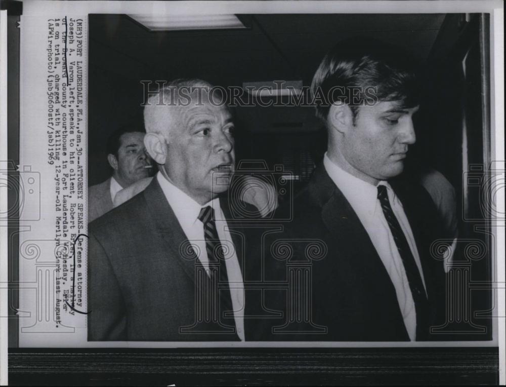 1969 Press Photo Joseph A Varon, Attorney, Robert Erler, Merilyn Clark Murder - Historic Images