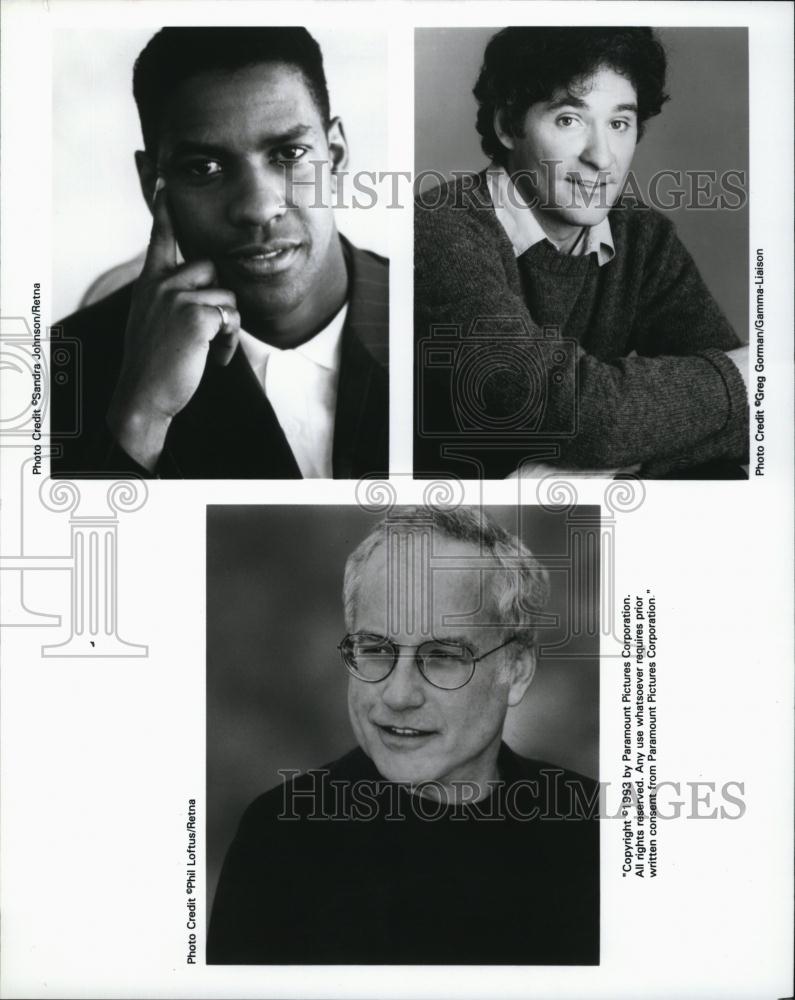 1993 Press Photo Actor Denzel Washington,Kevin Kline &amp; Richard Dreyfuss - Historic Images