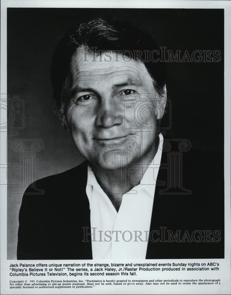 1983 Press Photo Actor Jack Palance on &quot;Ripley&#39;s Believe It or Not&quot; - RSL46433 - Historic Images