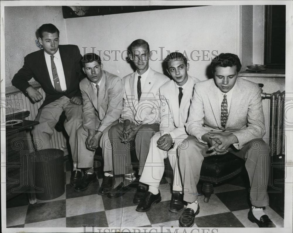 1957 Press Photo Felican Goguen Jr Thomas Aresenault boys charge 3d degree - Historic Images