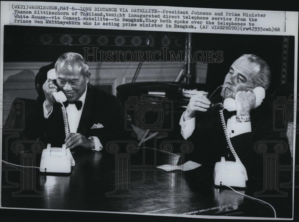 1968 Press Photo President Johnson & Prime Minister Thanom Kittikachorm Thailand - Historic Images