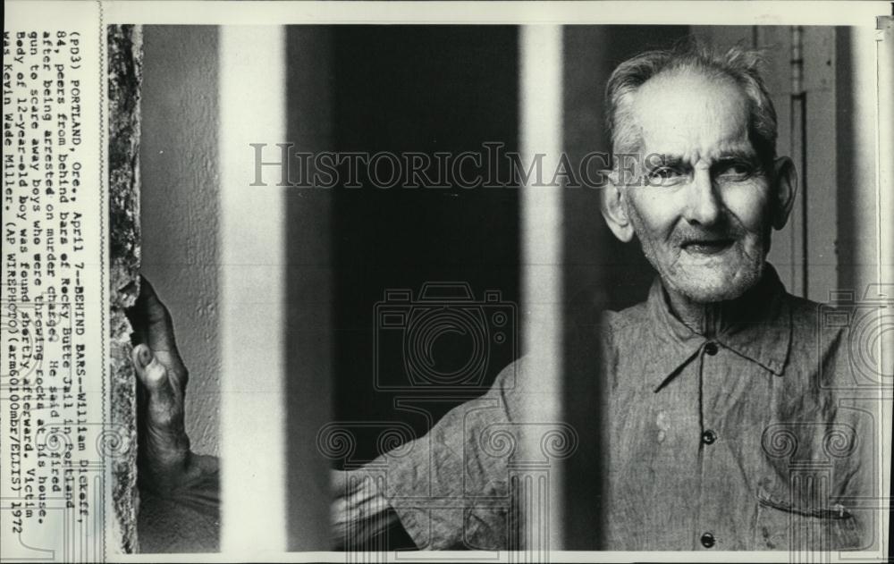 1972 Press Photo William Dickoff Rocky Butte Jail Portland Oregon Murder Charges - Historic Images