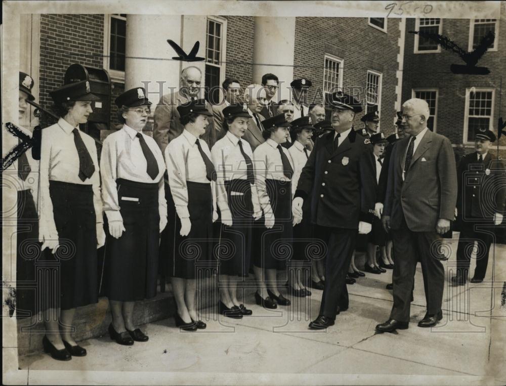 1950 Press Photo Members of Newton Auxiliary Safety Patrol Inspection - Historic Images