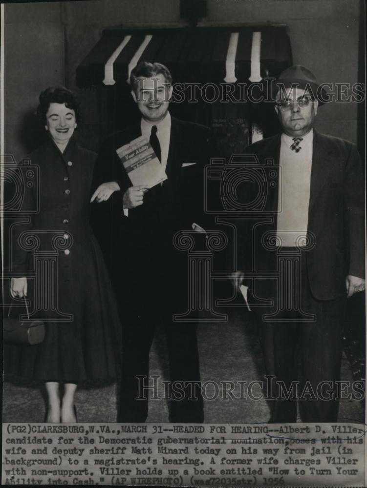 1956 Press Photo Albert D Viller, Dem gov candisdate & wife & sheriff Matt Mina - Historic Images