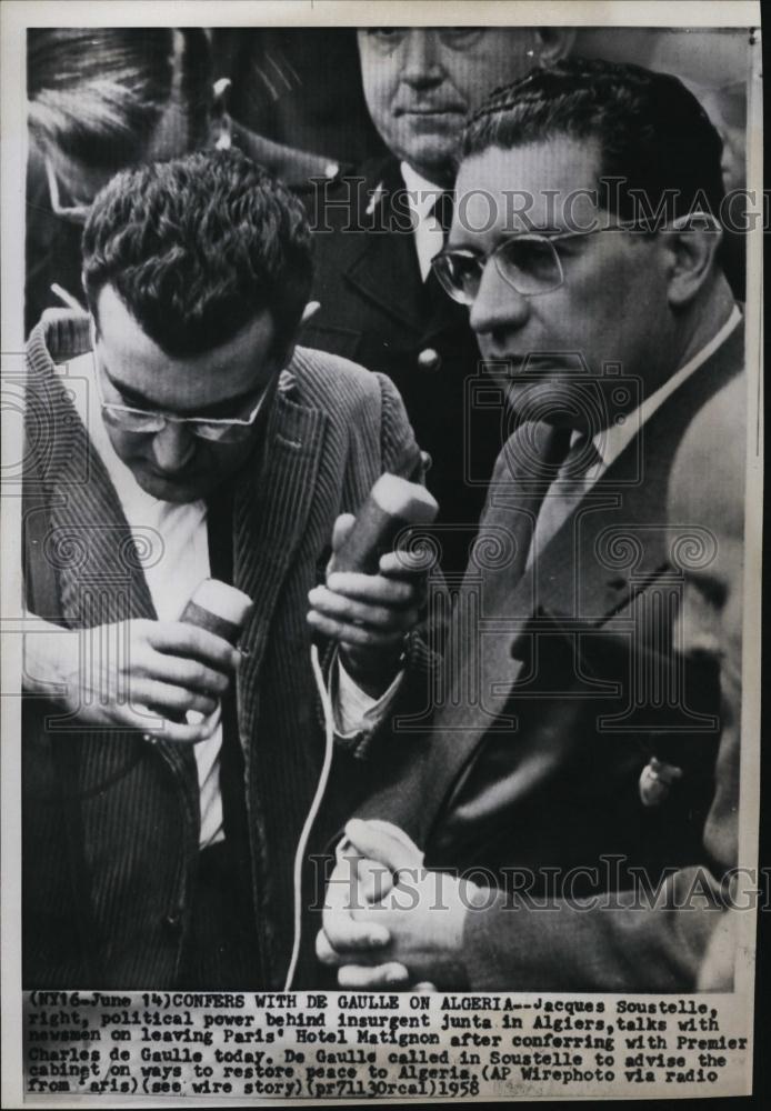 1958 Press Photo Jacques Soustelle, leader of insurgent junta in Algiers - Historic Images