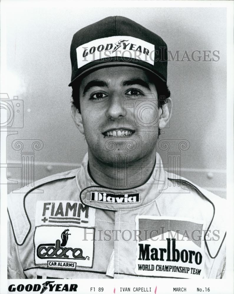 Press Photo Ivan Capelli Race Car Driver Good Year Racing Team Marlboro - Historic Images