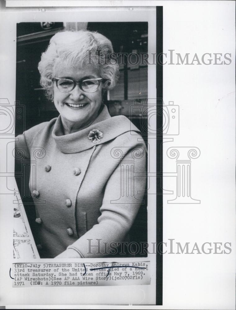 1971 Press Photo Dorothy Andrews Kabis 33rd Treasureer of United States Death - Historic Images