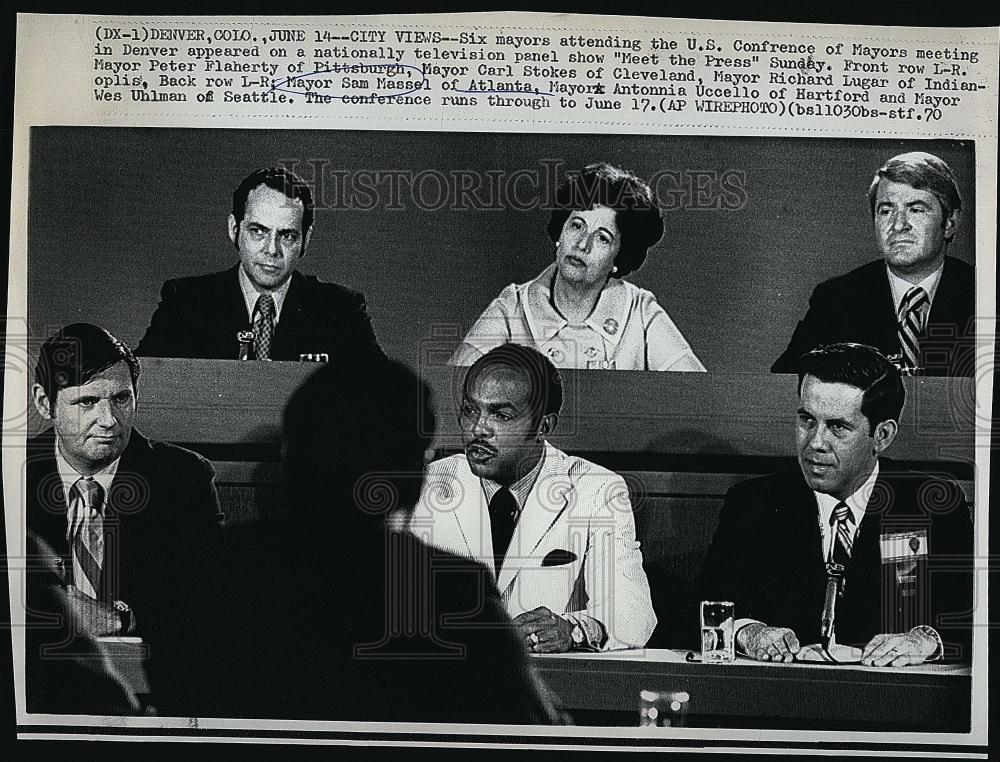 1970 Press Photo Mayor Sam Massell, Mayor Antonnia Uccello, Mayor Wes Uhlman - Historic Images