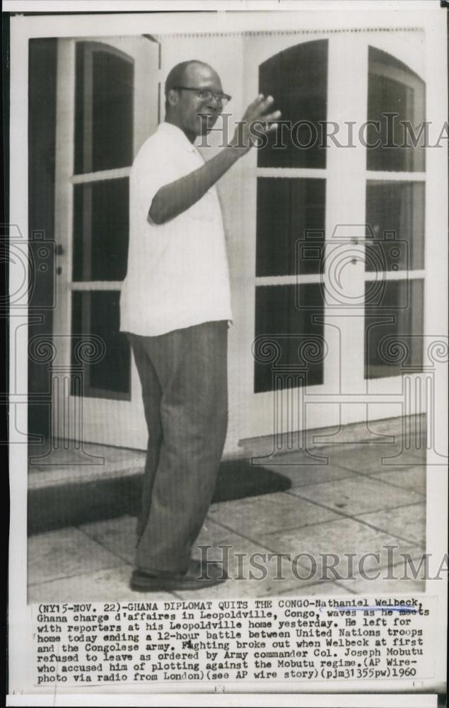 1960 Press Photo Nathaniel Welbeck, Ghana Charge d&#39;Affaires in Congo - RSL62027 - Historic Images