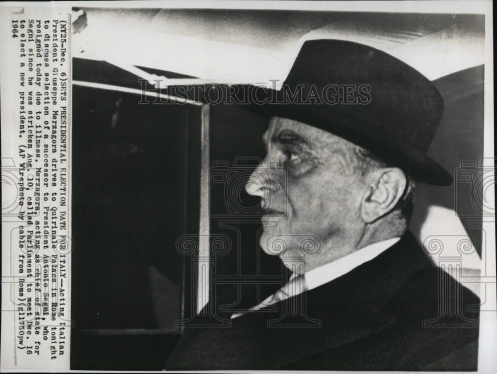 1964 Press Photo Acting Italian Pres Merzagora calls for election of new pres - Historic Images