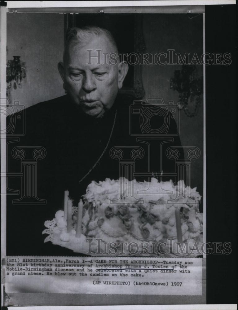 1967 Press Photo Archbishop Thomas J Toolen Mobile-Birmingham diocese - Historic Images