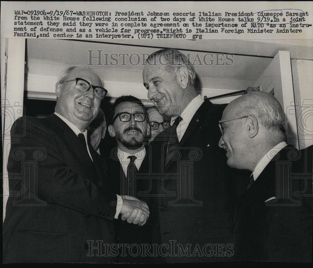 1967 Press Photo Pres Johnson & Italian Pres Giuseppe Saragat - RSL90577 - Historic Images