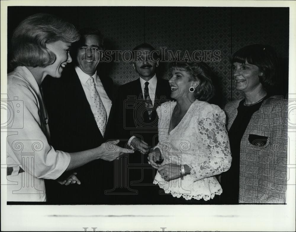 1987 Press Photo lady politicians Susan Shaer, Rep Susan Tucker, Nancy Neuman - Historic Images