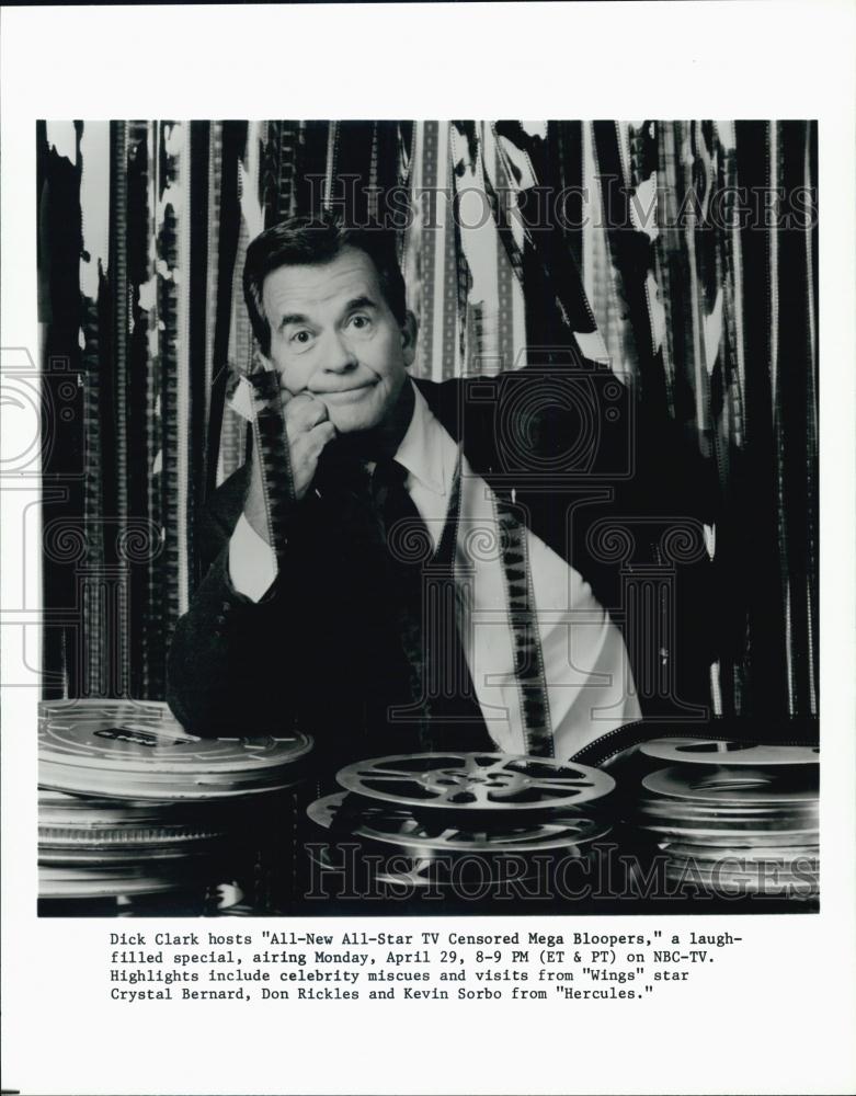 Press Photo Host Dick Clark &quot;All-New All-Star TV Censored Mega Bloopers&quot; - Historic Images