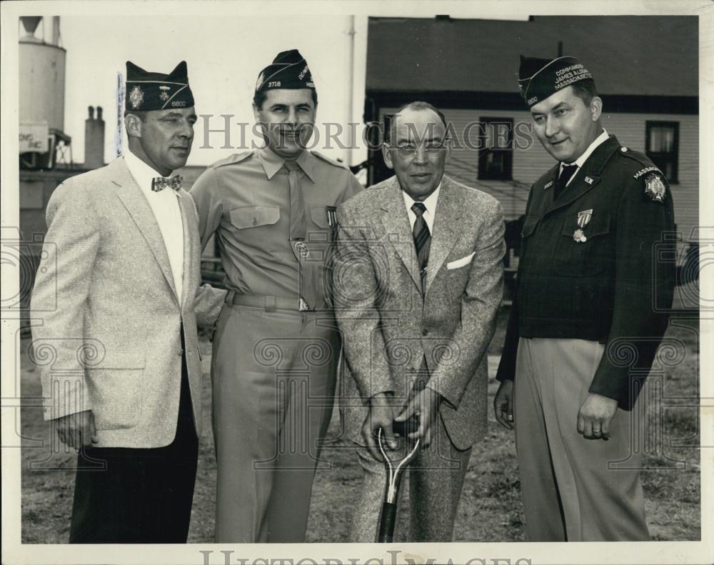 1956 Press Photo Patrick Logan, Past Comdr Thomas Fitzpatrick, Joseph McKeigh - Historic Images