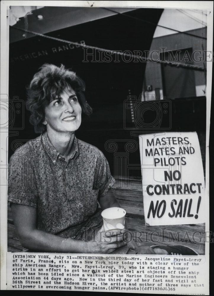 1965 Press Photo Artist MrsJacqueline Fayet-Leroy on hunger strike for her art - Historic Images