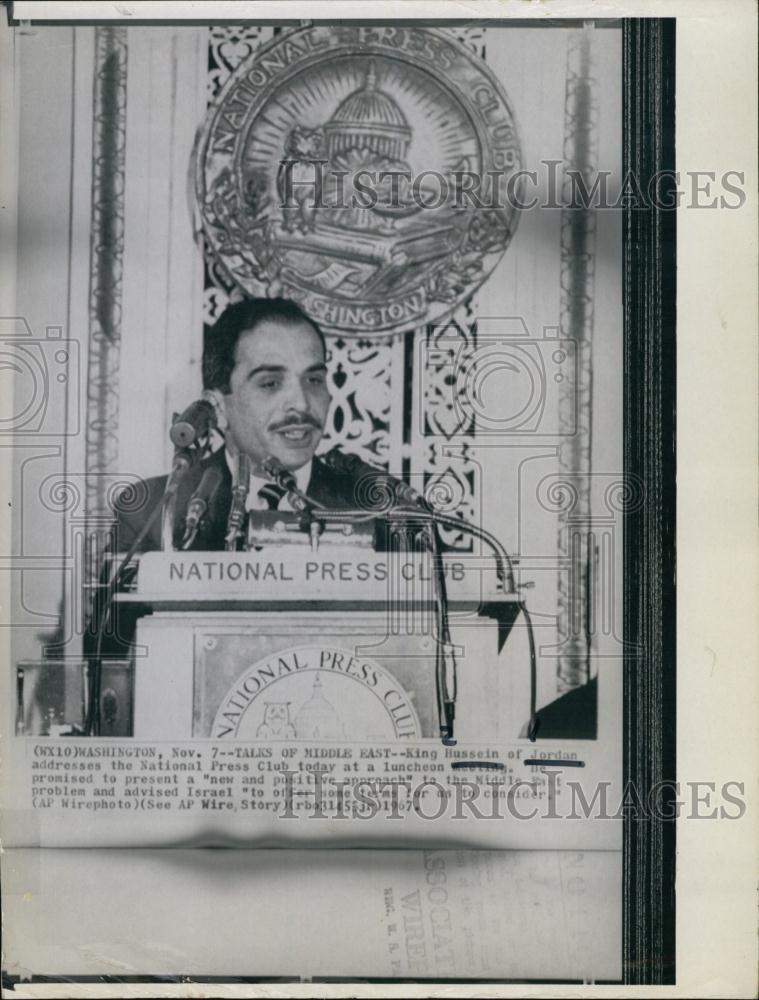 1967 Press Photo King Hussein Jordan Addresses National Press Club Washington - Historic Images