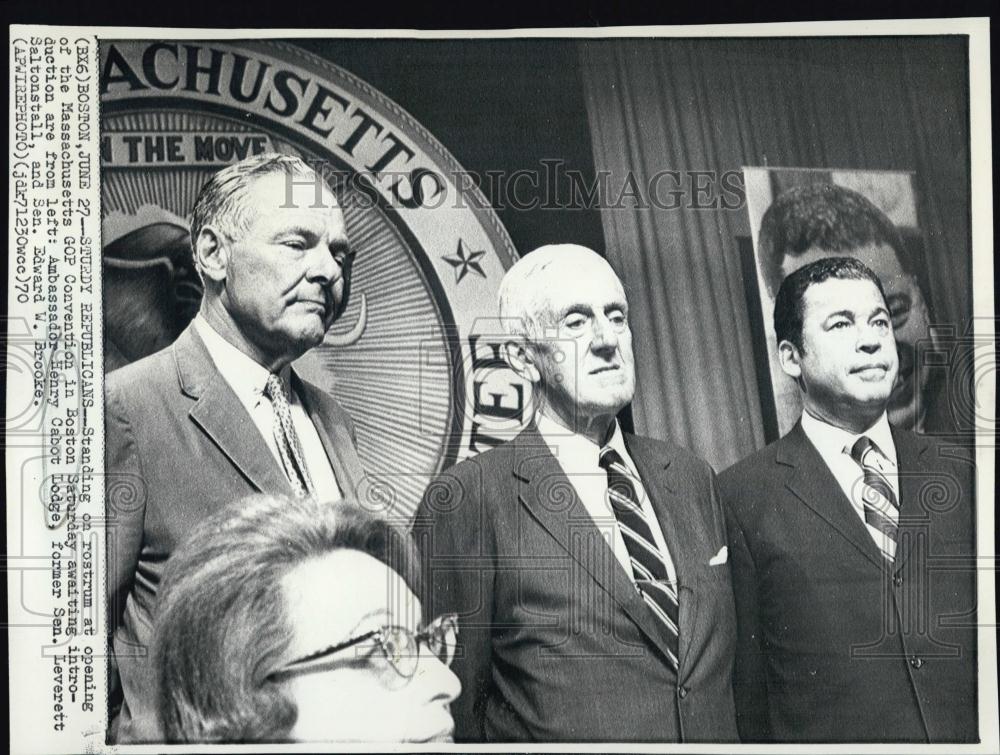 1970 Press Photo AmbHenry Lodge,SenLeverett Saltonstall and SenEdward Brooke - Historic Images