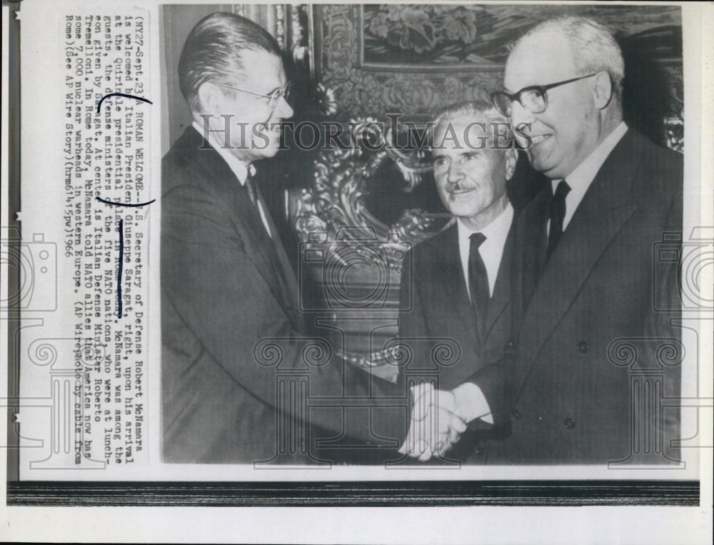 1966 Press Photo Italian President Giuseppe Saragat President Mcnamara - Historic Images