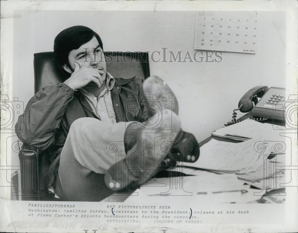 1977 Press Photo Hamilton Jordan Assistant to the President Jimmy Carter - Historic Images