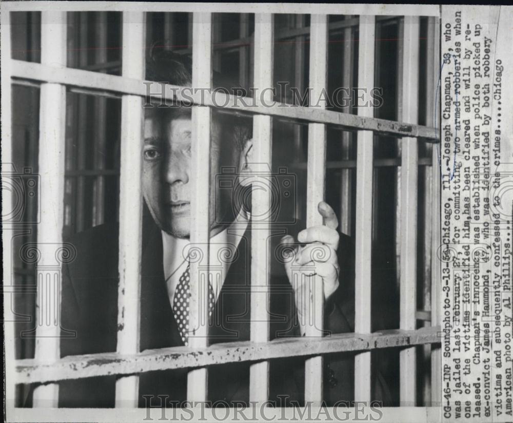 1954 Press Photo Joseph Chapman cleared after serving time from armed robbery - Historic Images