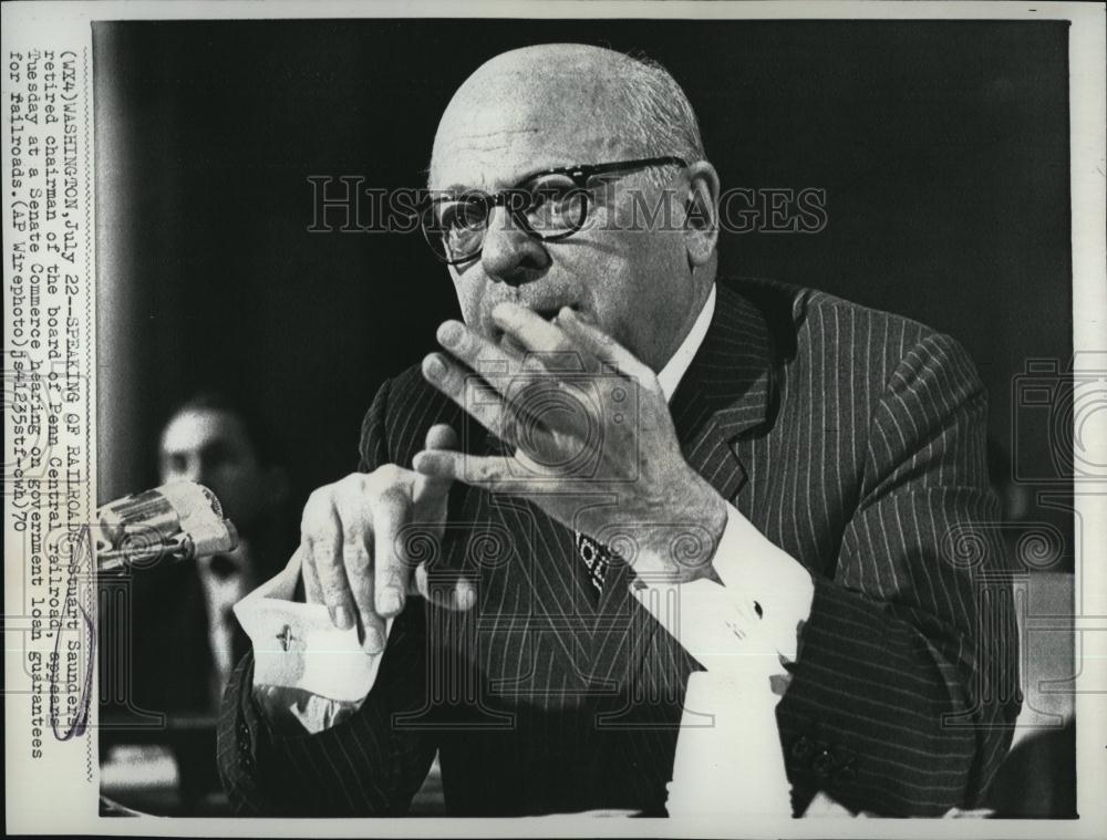 1970 Press Photo Stuart Saunders, Penn Central Railroad, Government Loans - Historic Images