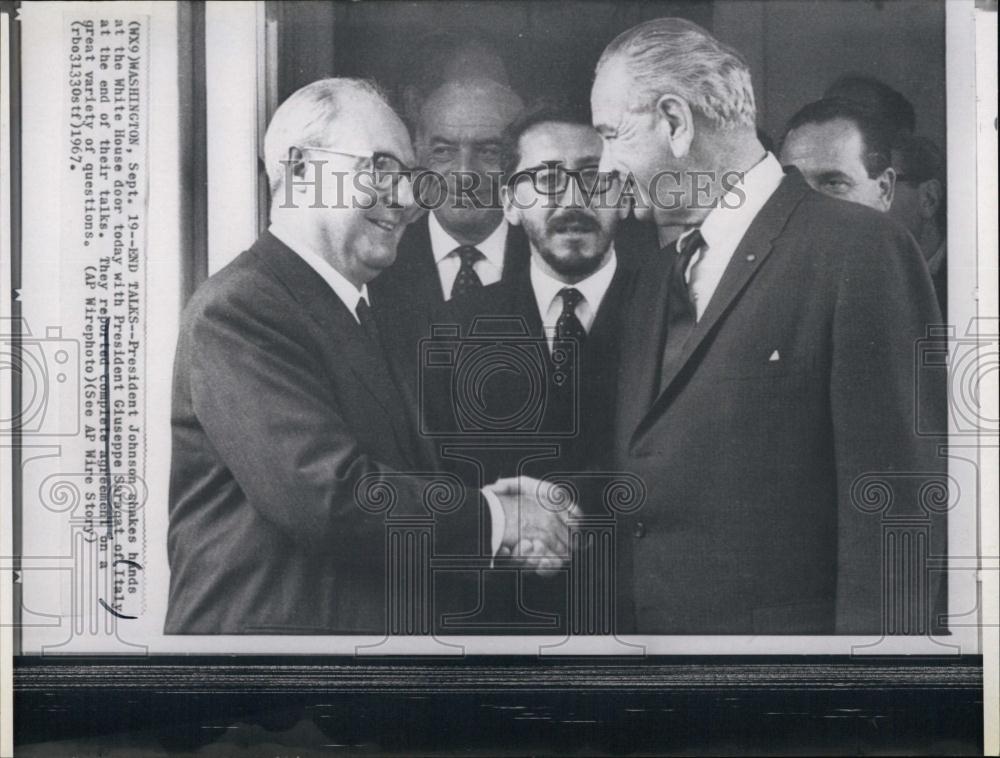 1967 Press Photo President Giuseppe Saragat of Italy President Johnson - Historic Images