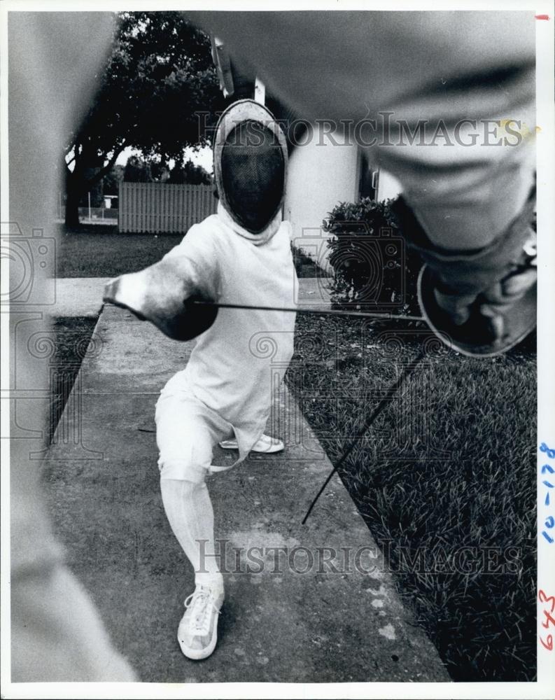 1983 Press Photo Doug Campoli Oldsmar gold medal Sunshine State Games fencing - Historic Images