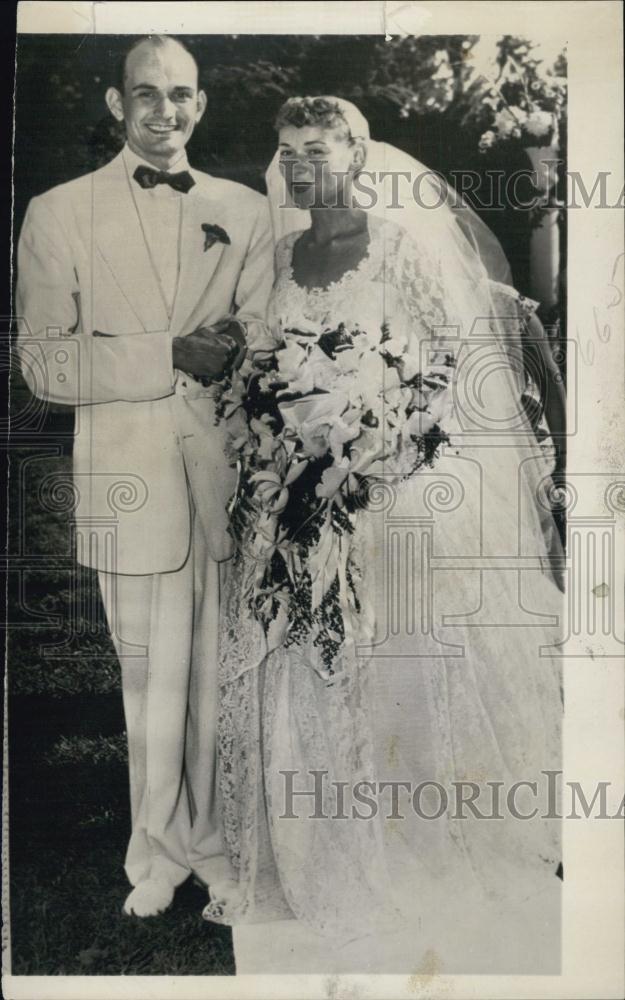 1953 Press Photo Rep William C Wampler & Mary Elizabeth Baker Wedding - Historic Images