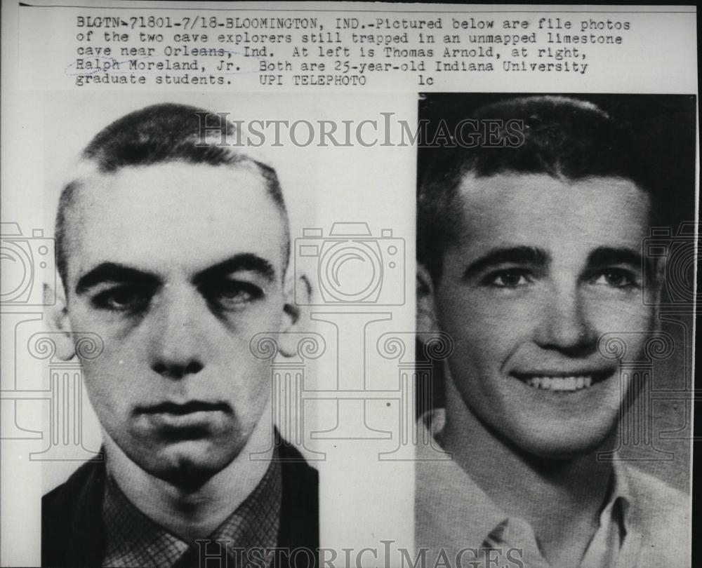 1961 Press Photo Thomas Arnold & Ralph Moreland, Cave Explorers Trapped - Historic Images