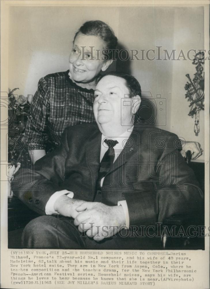 1965 Press Photo Composer Darius Milhaud &amp; his wife Madeleine - RSL64161 - Historic Images