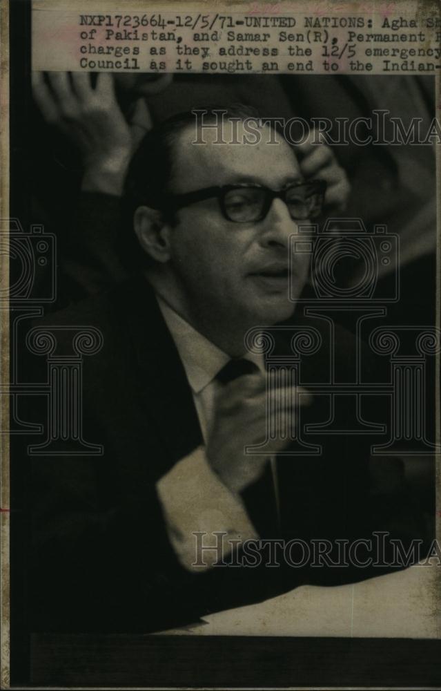 1971 Press Photo Pakistani Agha Shahi, Ambassador of Pakistan to UN - Historic Images