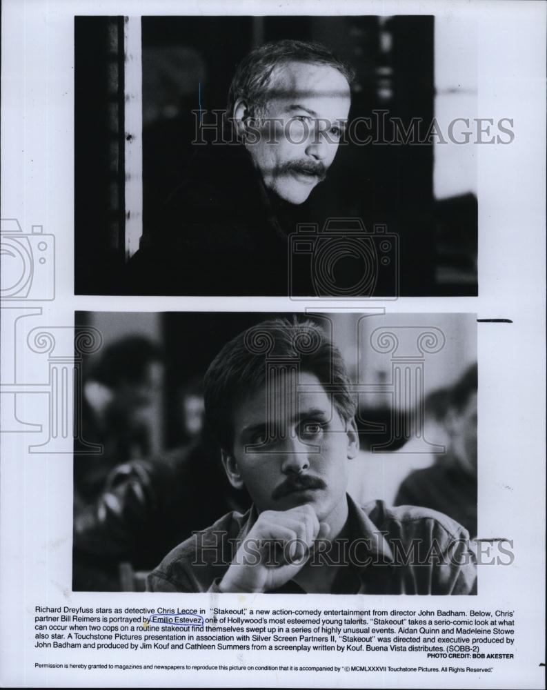 1987 Press Photo Emilio Estevez and Richard Dreyfuss in &quot;Stakeout&quot; - RSL94239 - Historic Images