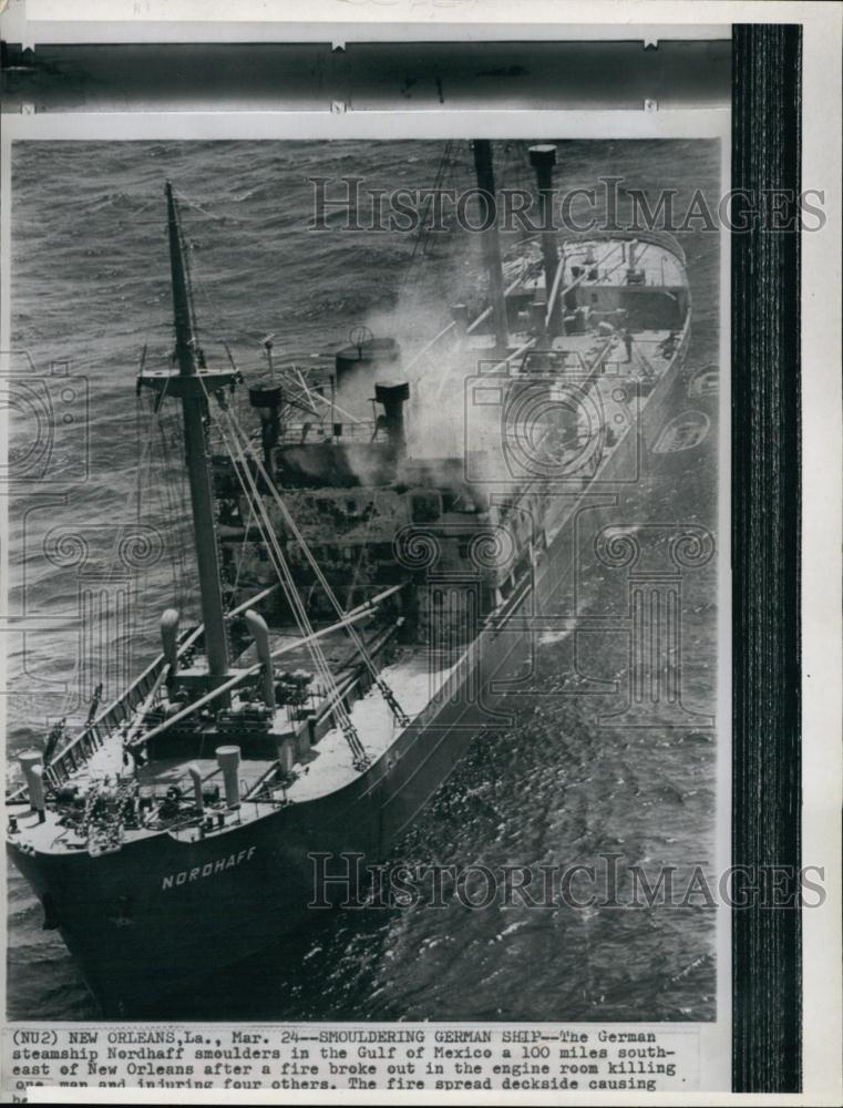 1971 Press Photo German Steamship Nordafff is on Fire - RSL64773 - Historic Images