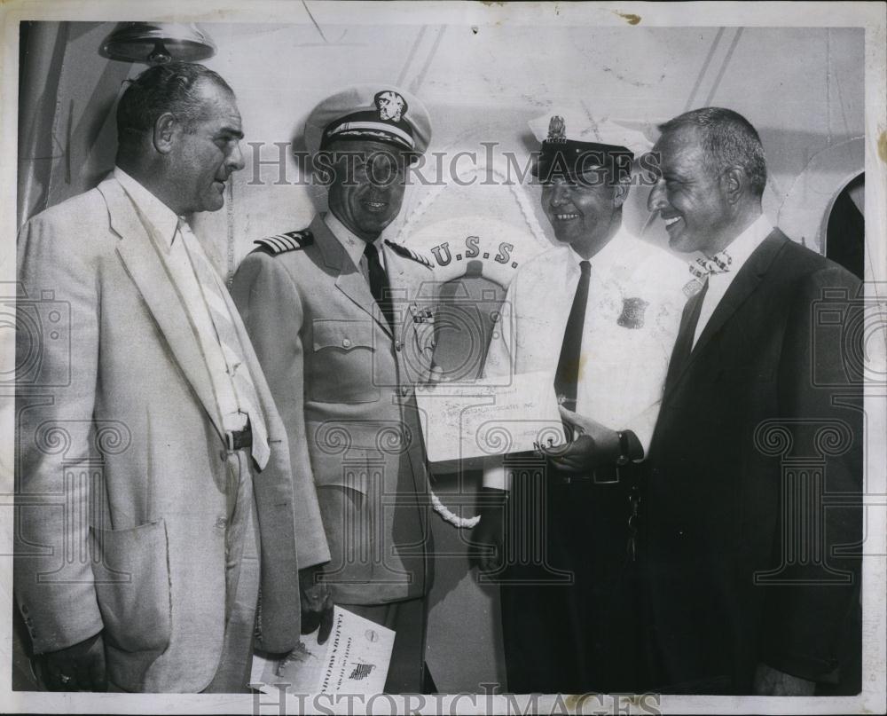 1960 Press Photo GT Ferguson, USS Boston, F Dennehey, W Singer, B Bastianelli - Historic Images