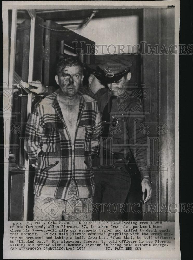 1955 Press Photo Allen Pierson Held in Wife&#39;s Slaying - RSL81269 - Historic Images