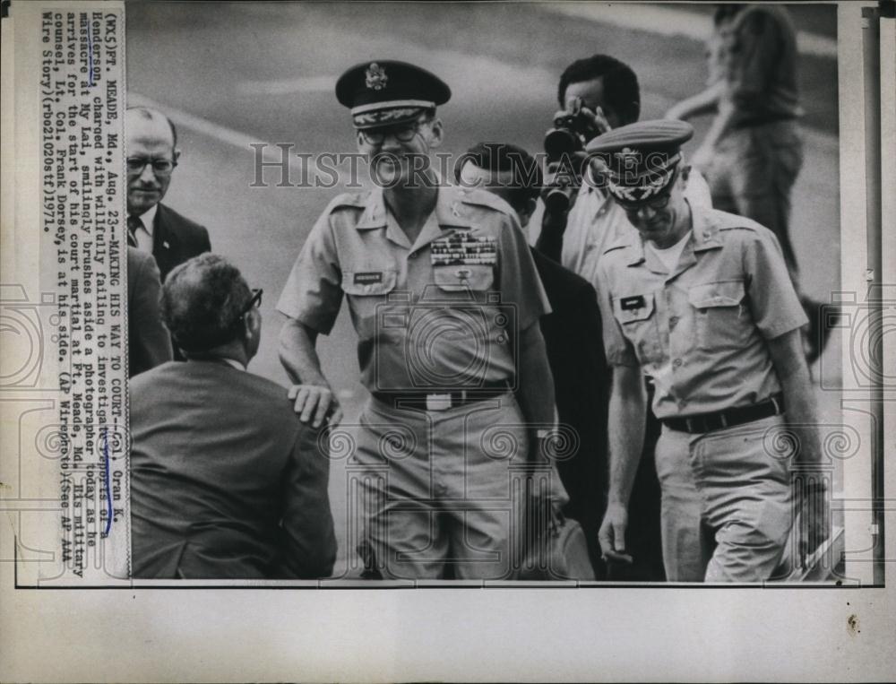 1971 Press Photo Col Oran K Henderson During Court Martial At Ft Meade - Historic Images